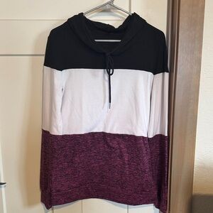 Colorblock Hoodie - Black, White, and Pink